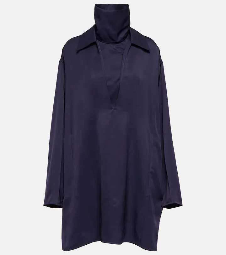 High-neck satin minidress
