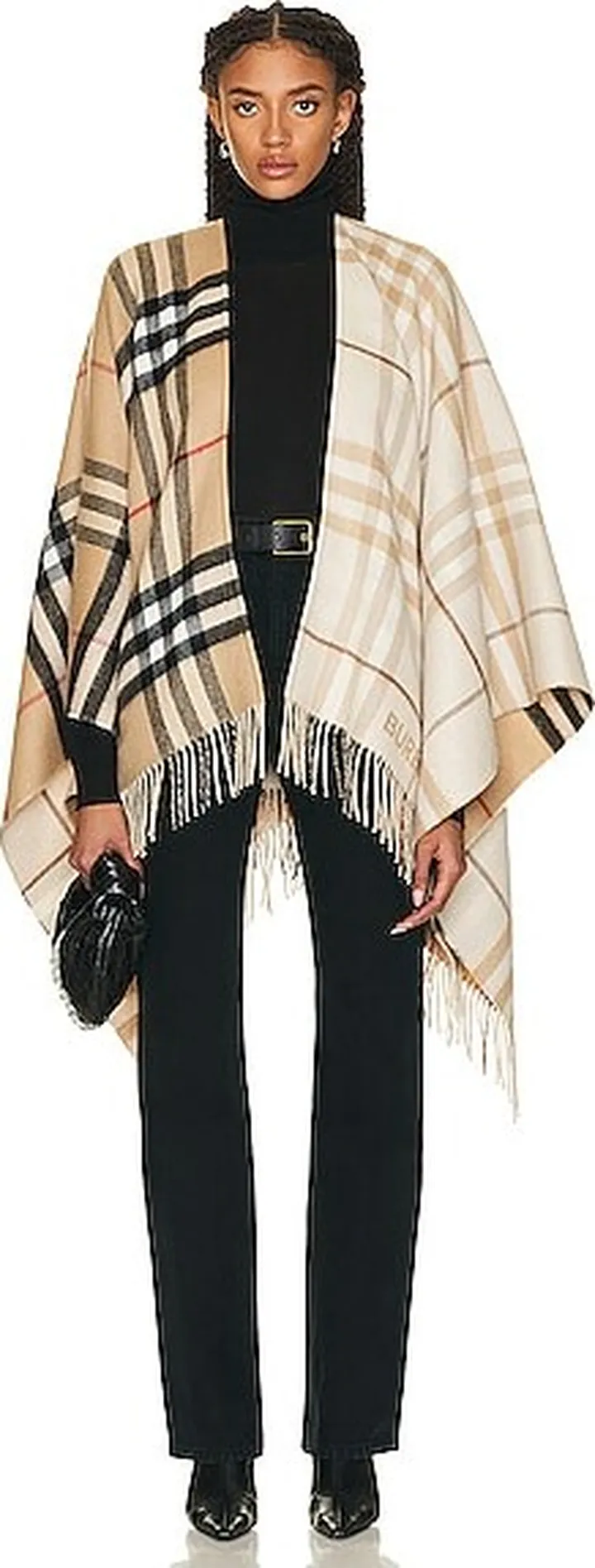 Burberry Giant Check Cape in Beige