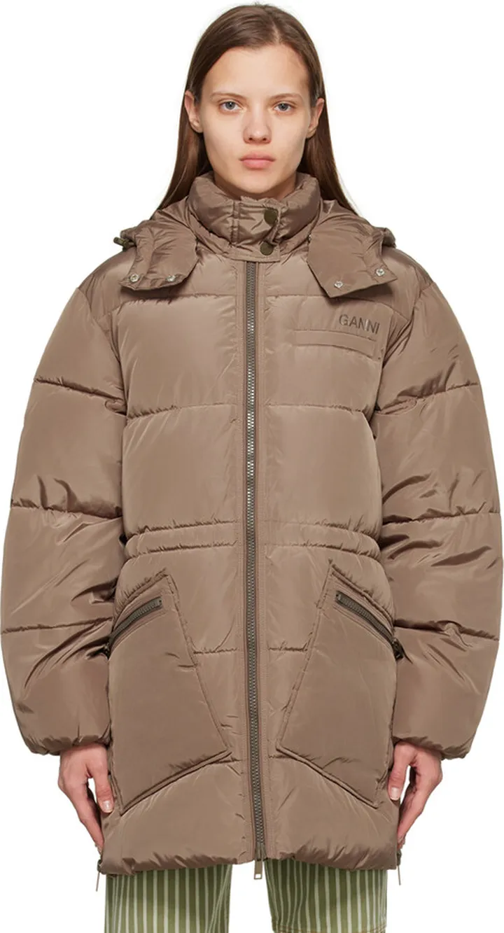 GANNI Brown Oversized Puffer Jacket