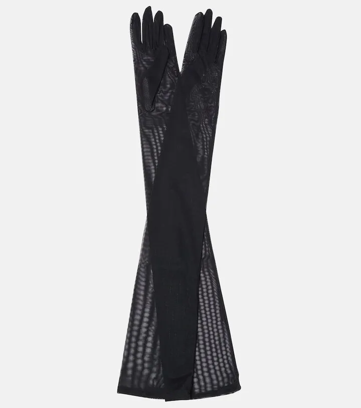 x Kim long tulle gloves