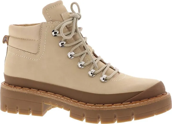 Cairy Womens Leather Lugged Sole Combat & Lace-up Boots
