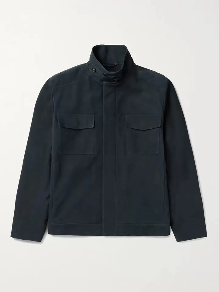 Traveller Biker Cashmere-Lined Nubuck Jacket