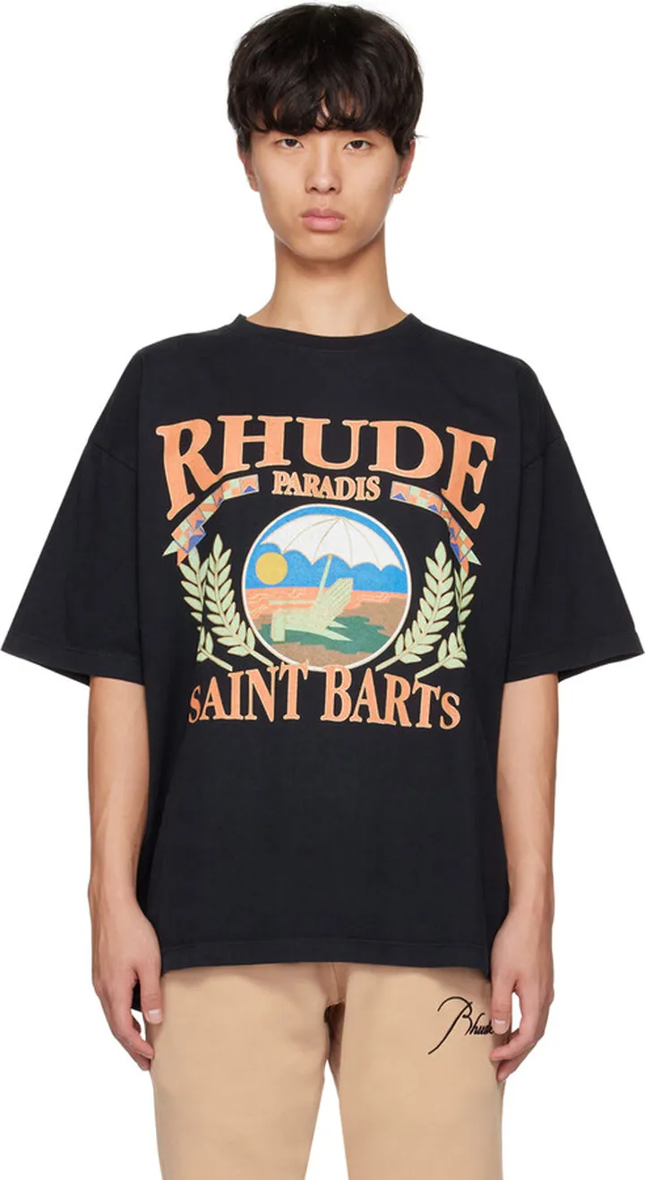 Rhude Black Graphic T-Shirt