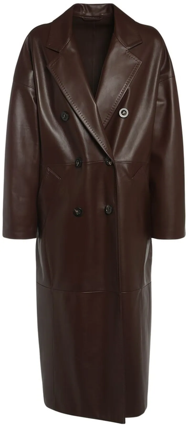 Ussuri double breasted leather long coat