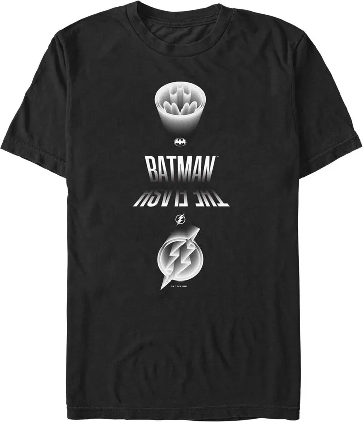 Men's The Flash Speedster and Batman Logos T-Shirt - Black - X Large