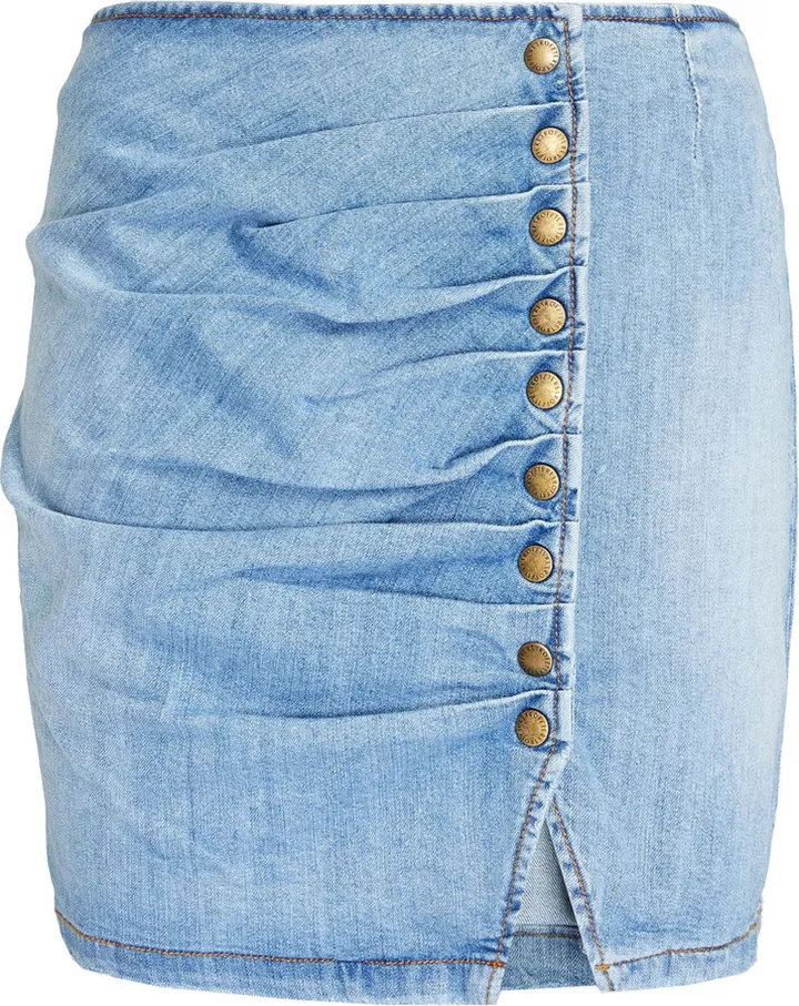 Ruched denim mini skirt