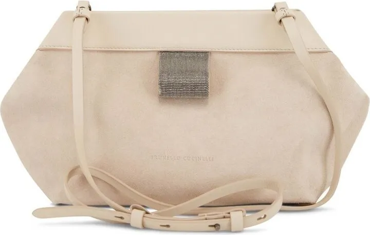 Monili-Detail Suede Bag