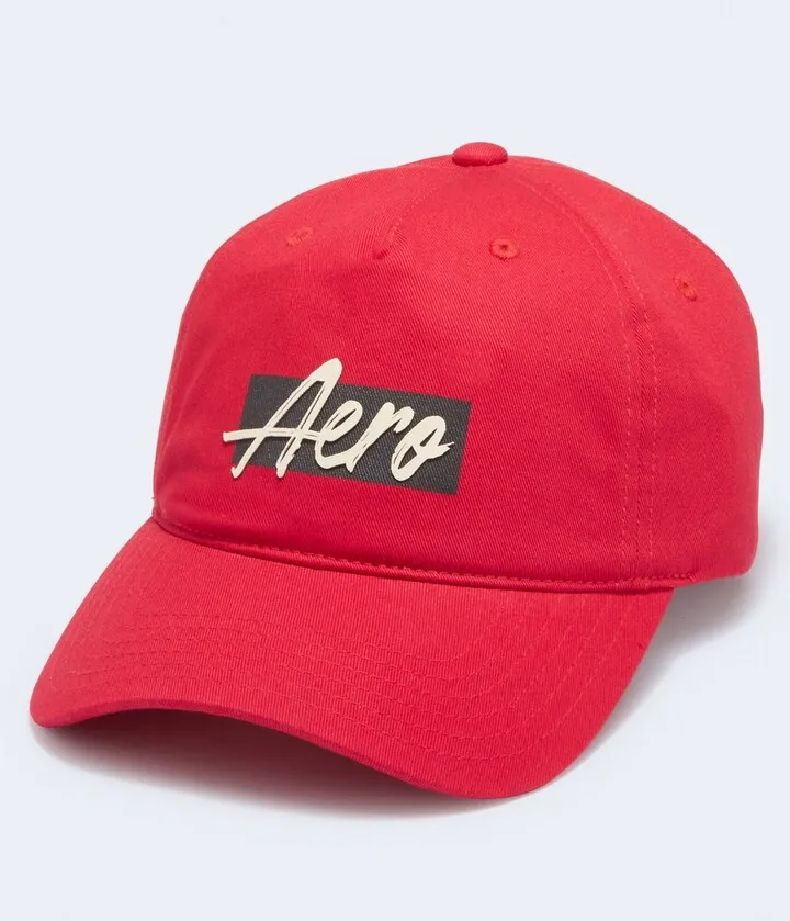Aeropostale Men's Script Box Logo Adjustable Hat