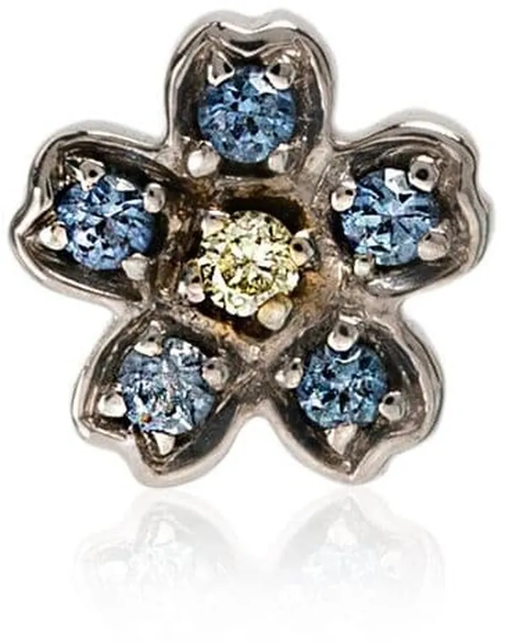 18kt white gold Forget Me Not diamond flower charm