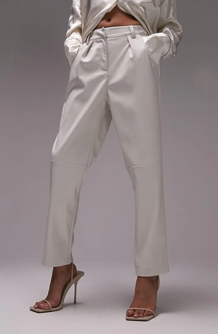 Straight Leg Faux Leather Trousers