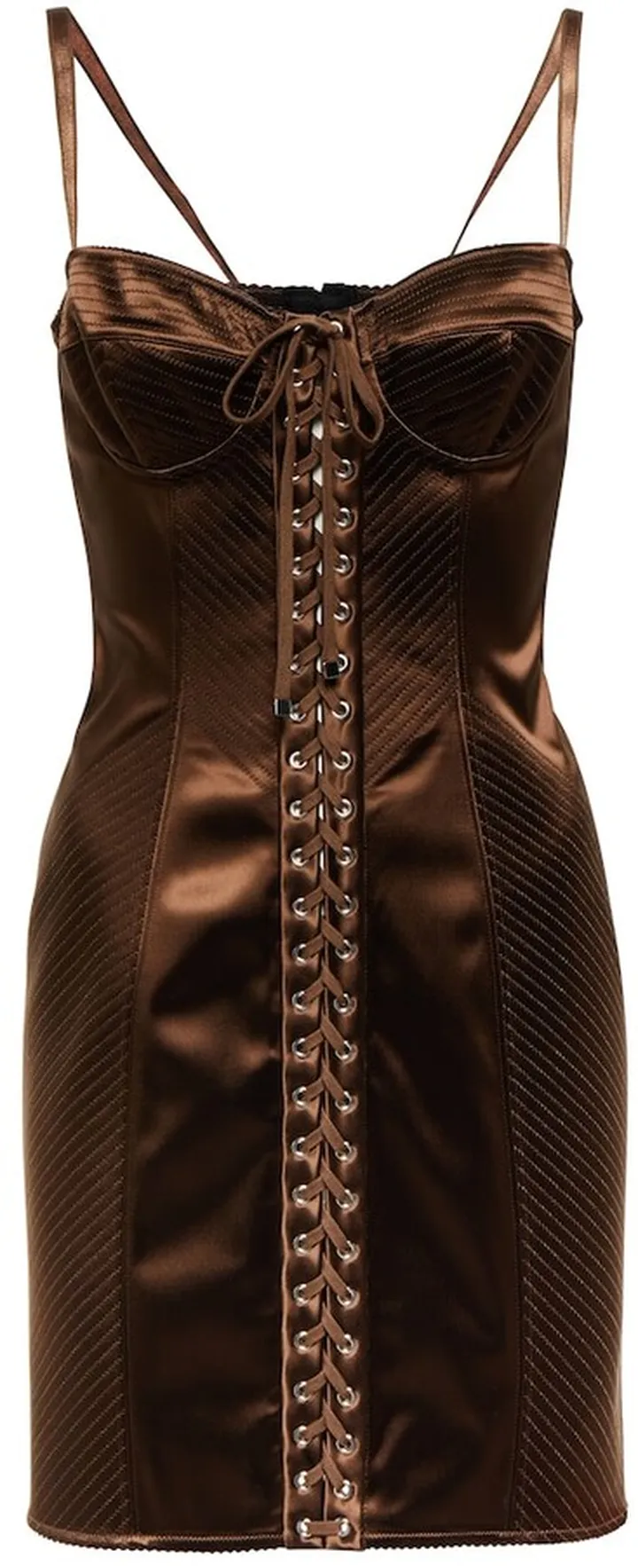 Lace-up satin minidress