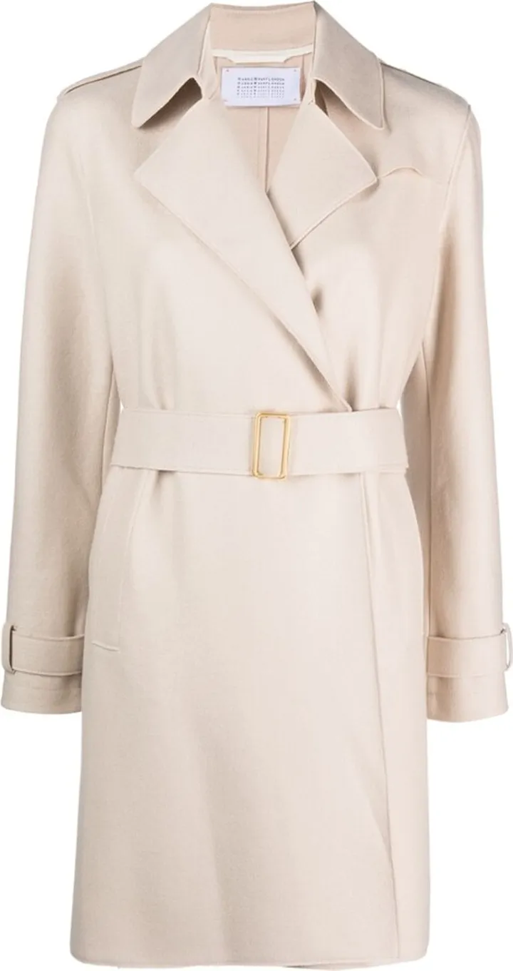Buckle-Belt Virgin-Wool Trench Coat