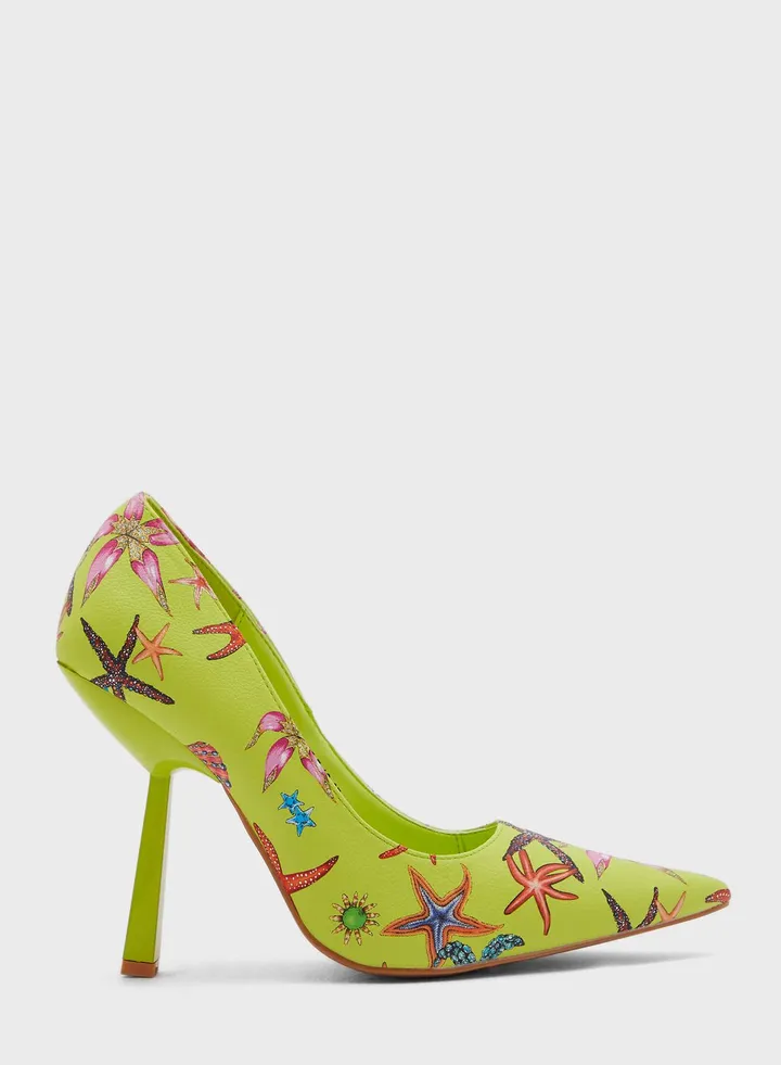 Starfish And Flower Print Pumps