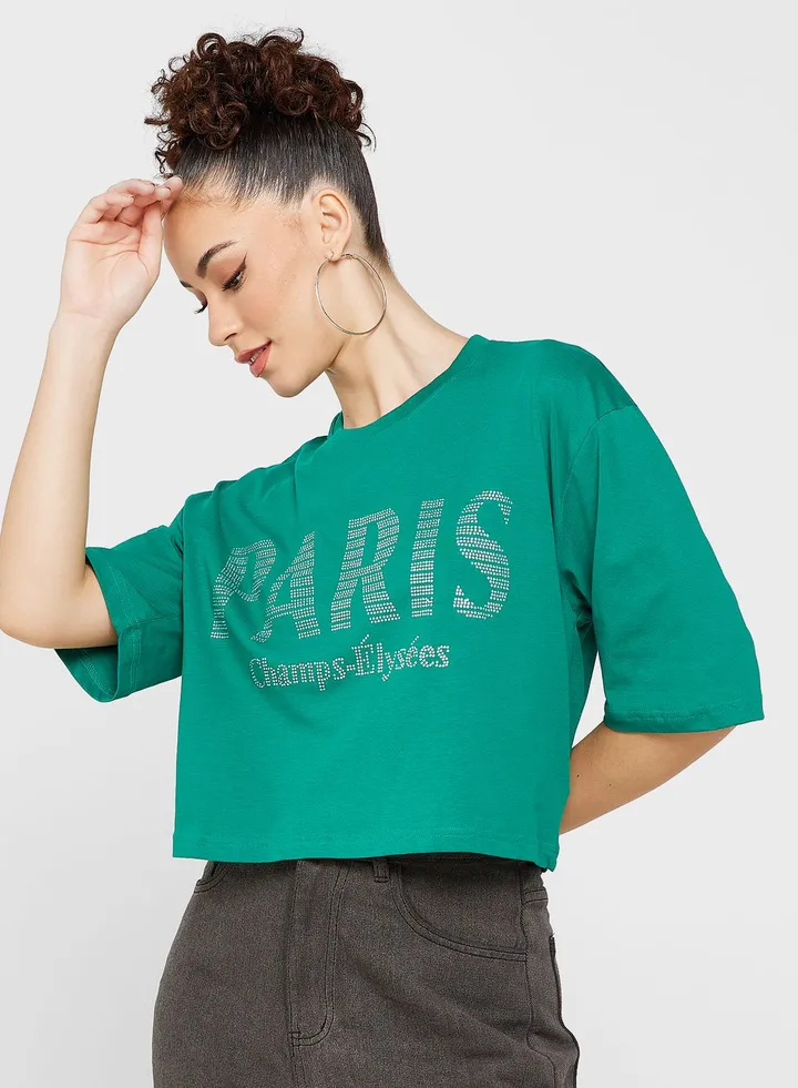 Oversized Graphic Crop T-Shirt