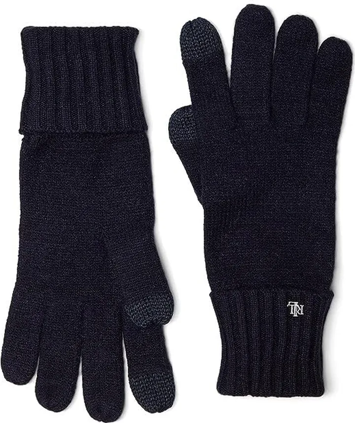 LAUREN Ralph Lauren Essential Knit Gloves with Cuff (Navy) Dress Gloves