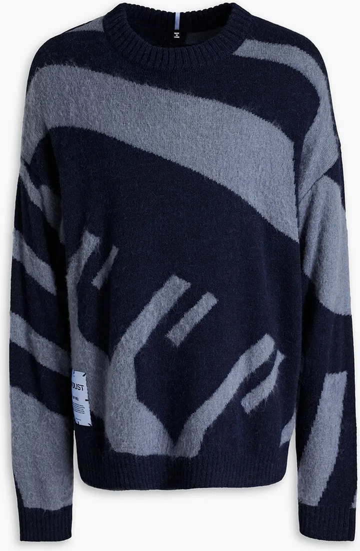 Appliquéd intarsia-knit sweater