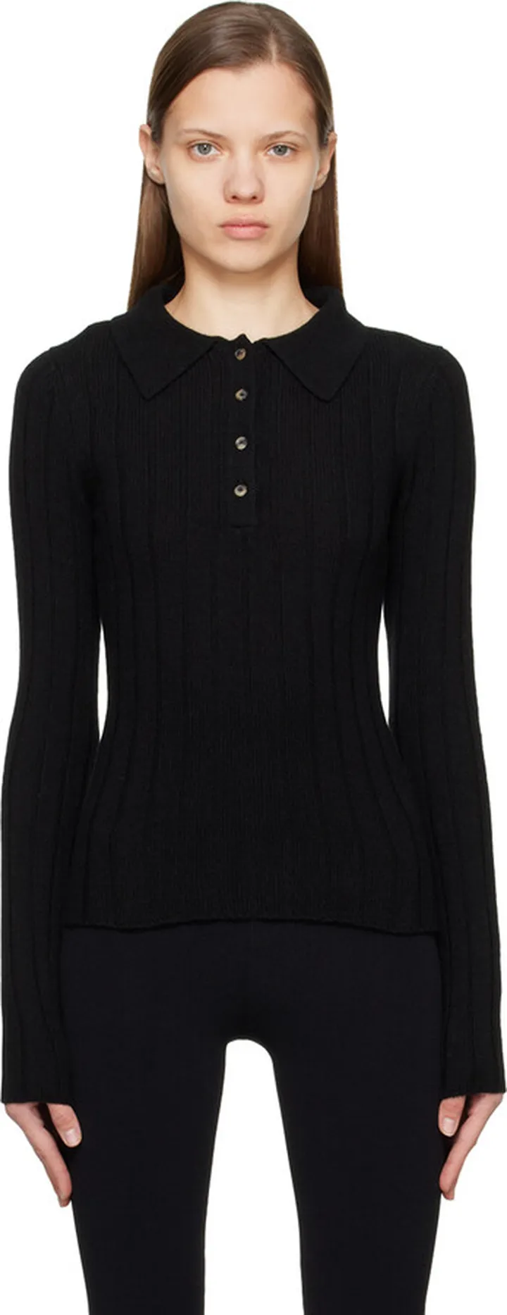 KHAITE Black 'The Hans' Polo