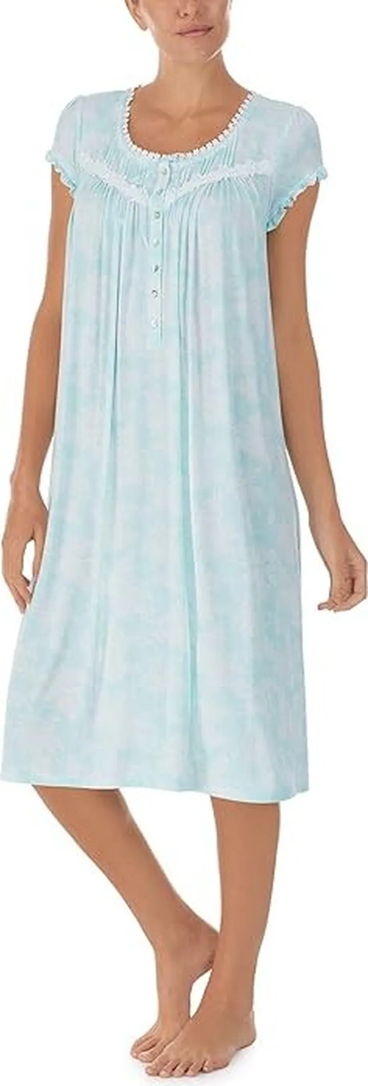 Eileen West Cap Sleeve Waltz Gown (Mint Floral) Women's Pajama