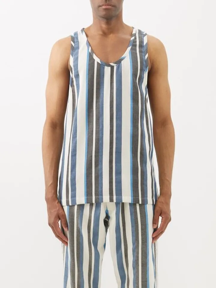 Longline Striped Cotton Tank Top
