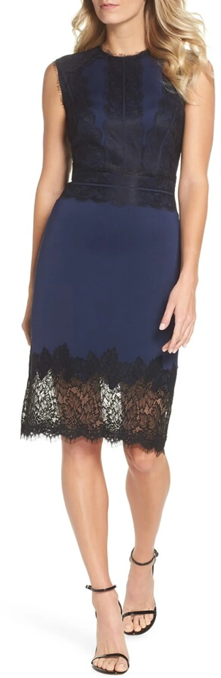 Lace Trim Sheath Dress