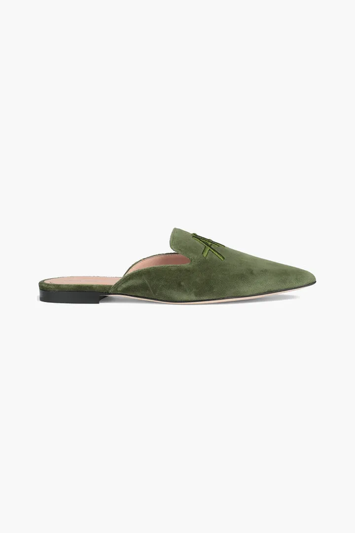 Embroidered velvet slippers