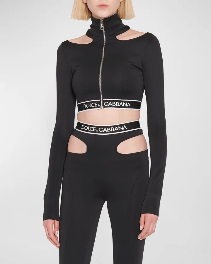 Cropped Long-Sleeve Turtleneck Top