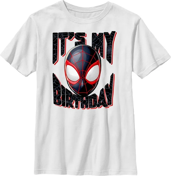 Boy's Marvel Comics Miles Birthday Party Time T-Shirt - White - Medium