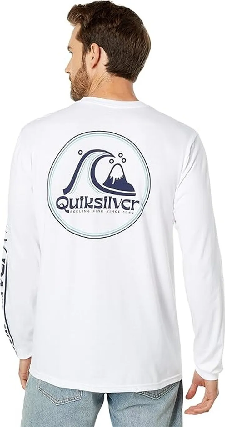 Quiksilver Rolling Circle Long Sleeve Tee (White) Men's Clothing