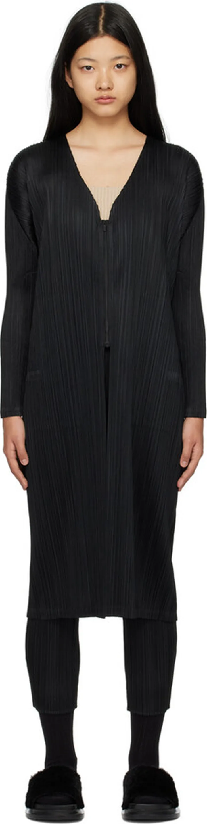 Pleats Please Issey Miyake Black Monthly Colors December Coat