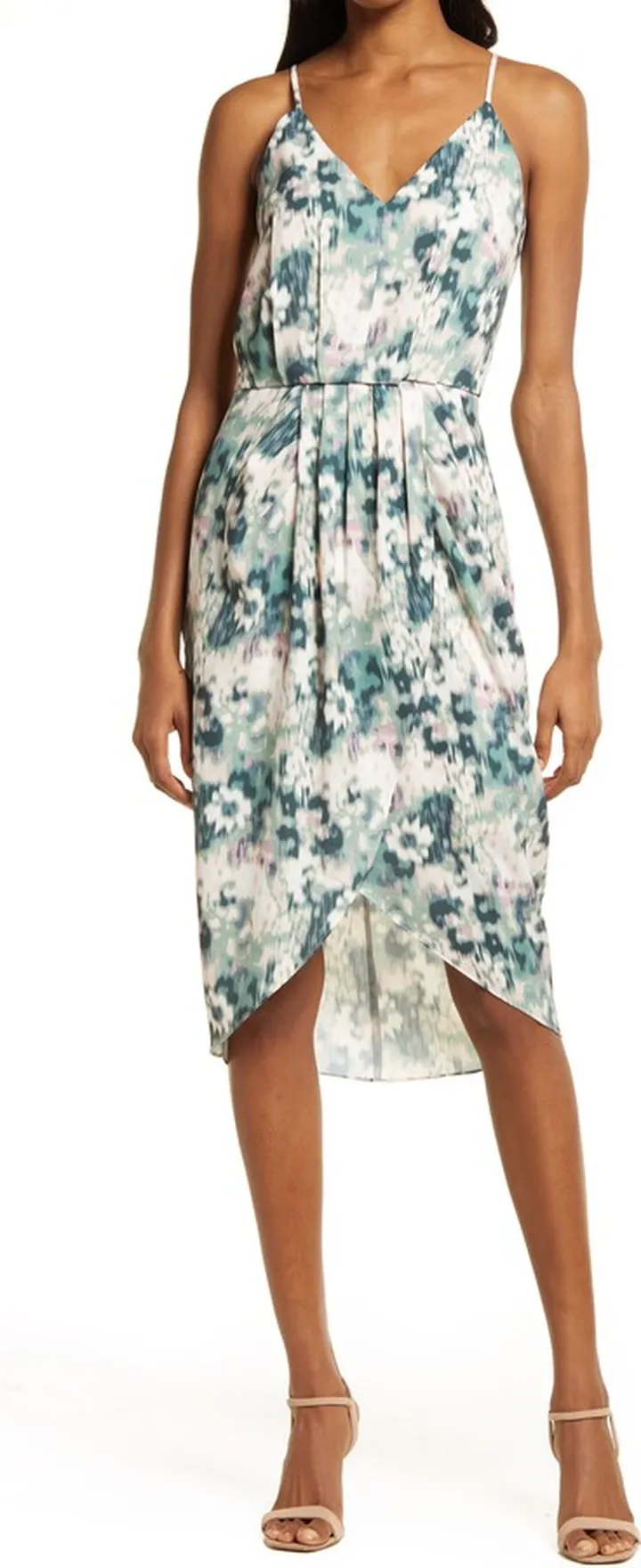 Sleeveless Faux Wrap Dress