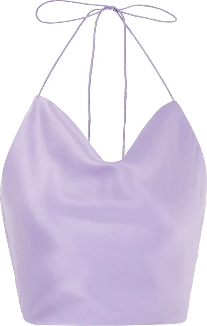 Silk Halter Tank Top Top Lilac