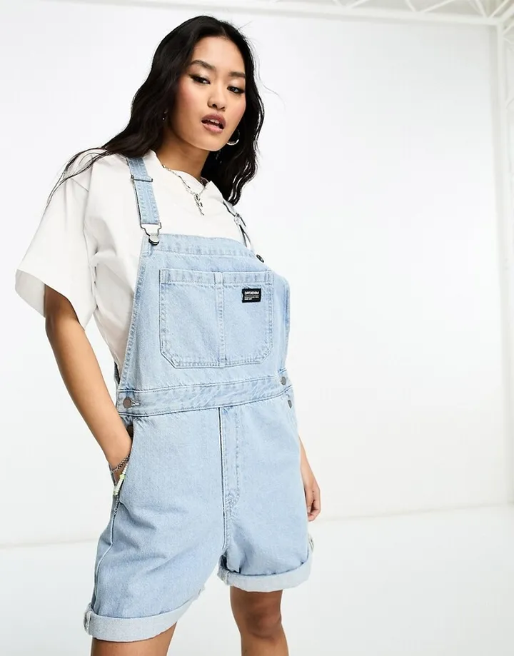 Dr Denim denim short overalls in light blue