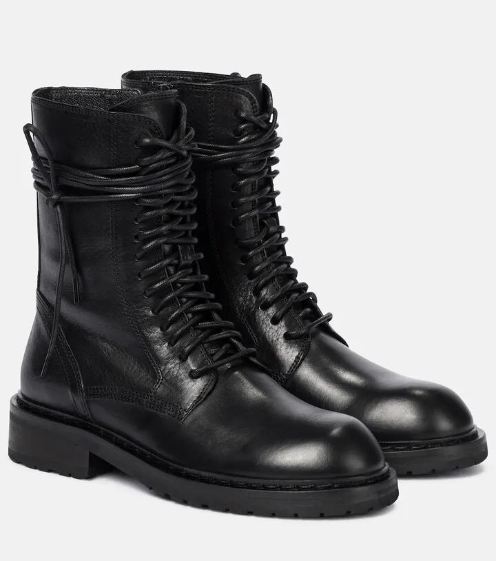 Leather combat boots