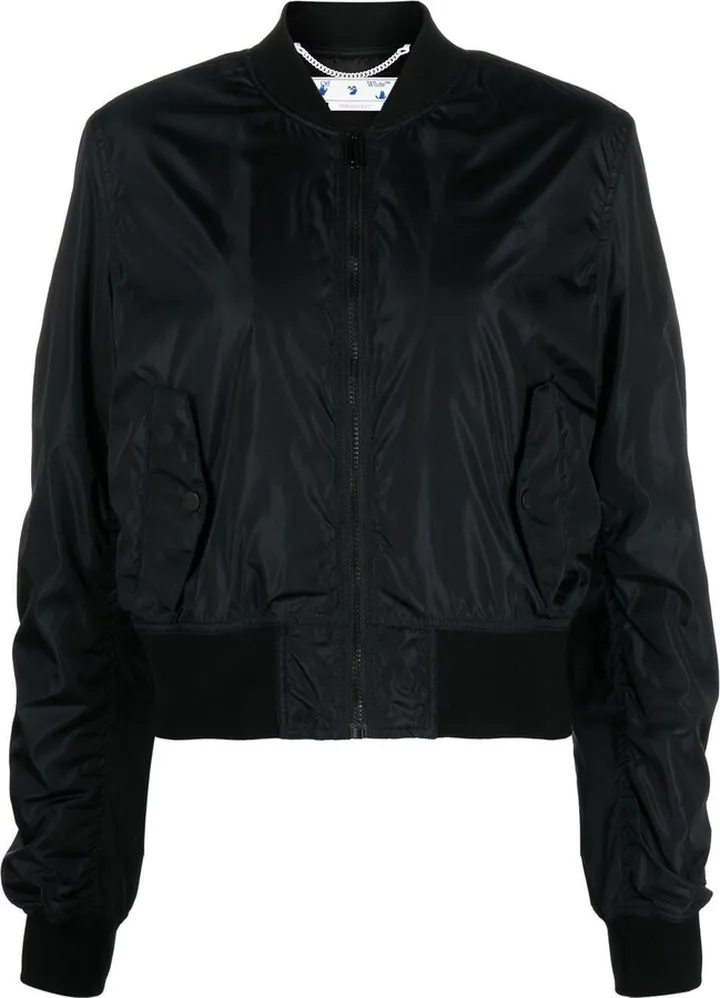 Black Diag Stripe Bomber Jacket