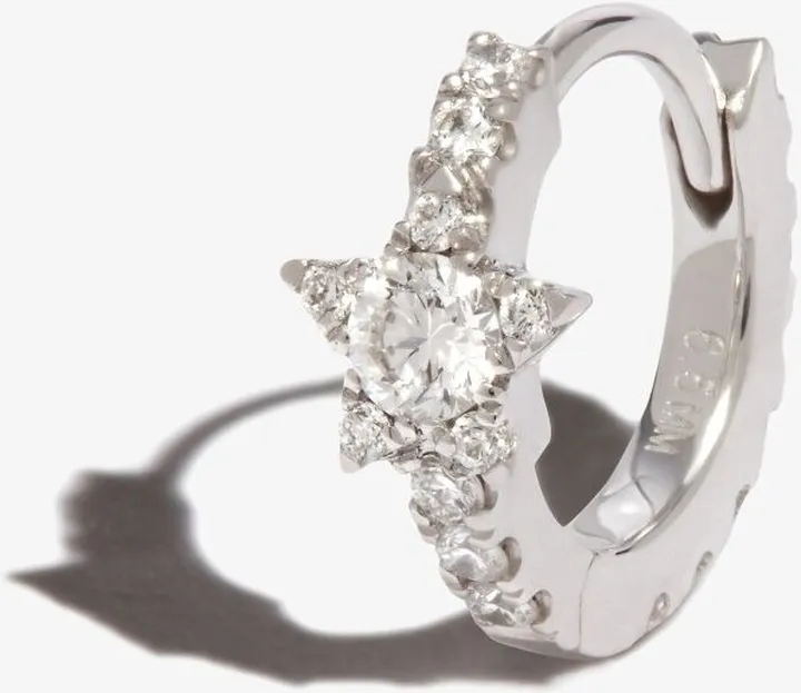 18K White Gold Star Eternity Diamond Earring