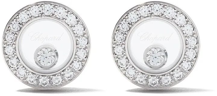18kt white gold Happy Diamonds Icons ear pins
