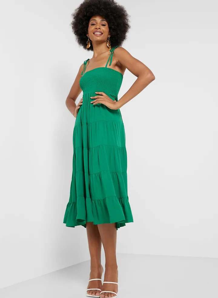 Shirred Pleat Dress
