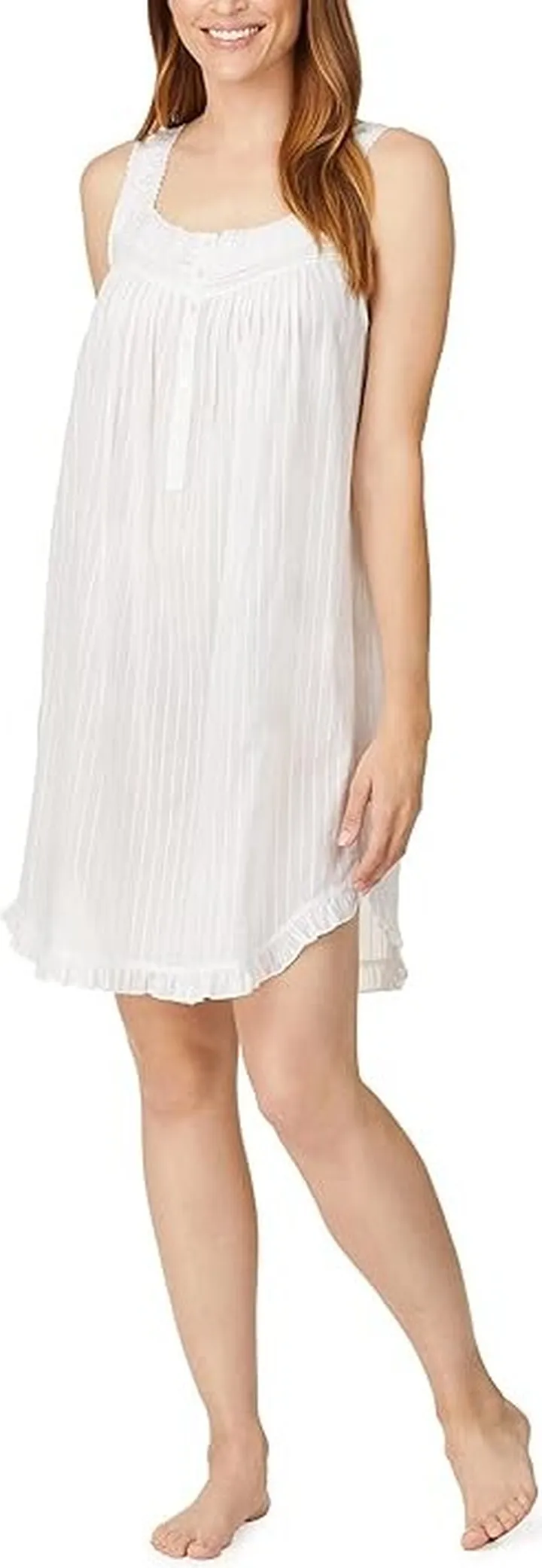 Eileen West Sleeveless Cotton Dobby Chemise (Solid White) Women's Pajama