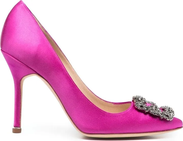 Hangisi 105mm crystal-buckle pumps