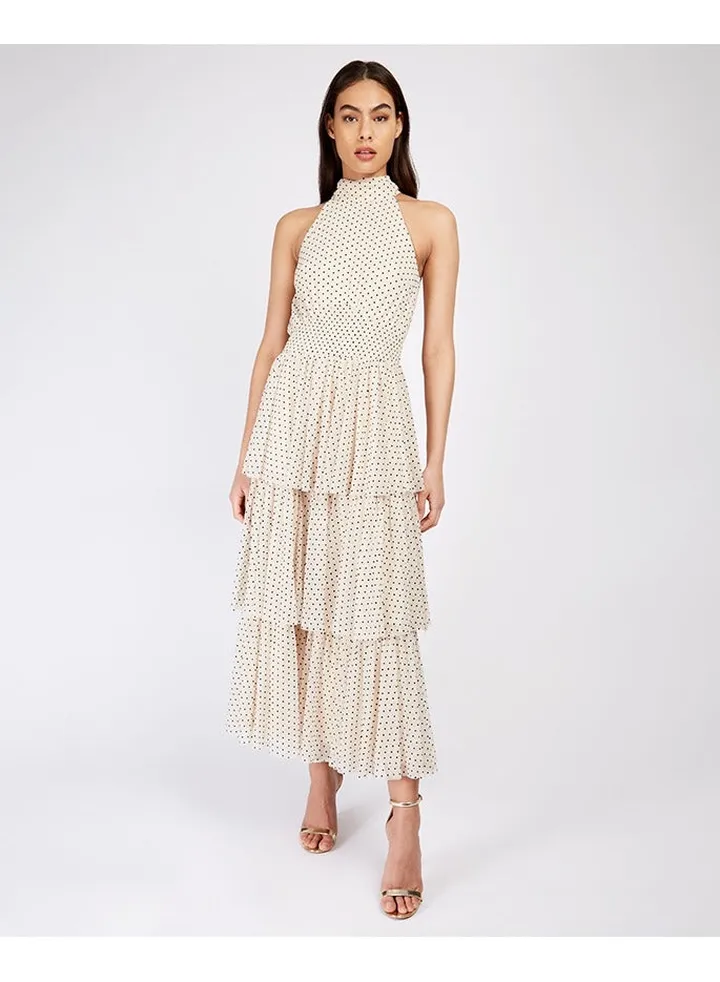 Little Mistress Cream Spot Midaxi