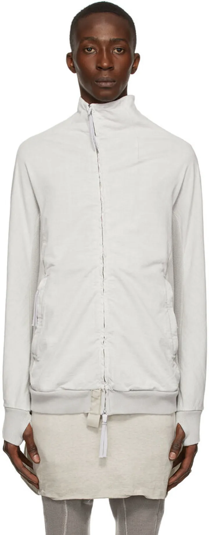 Boris Bidjan Saberi Grey Zip-Up Dyed Sweater
