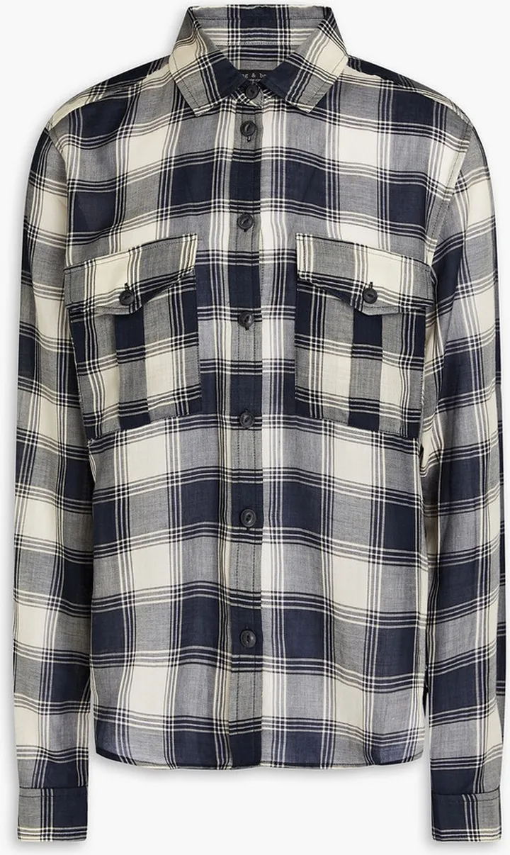 Checked cotton-jacquard shirt