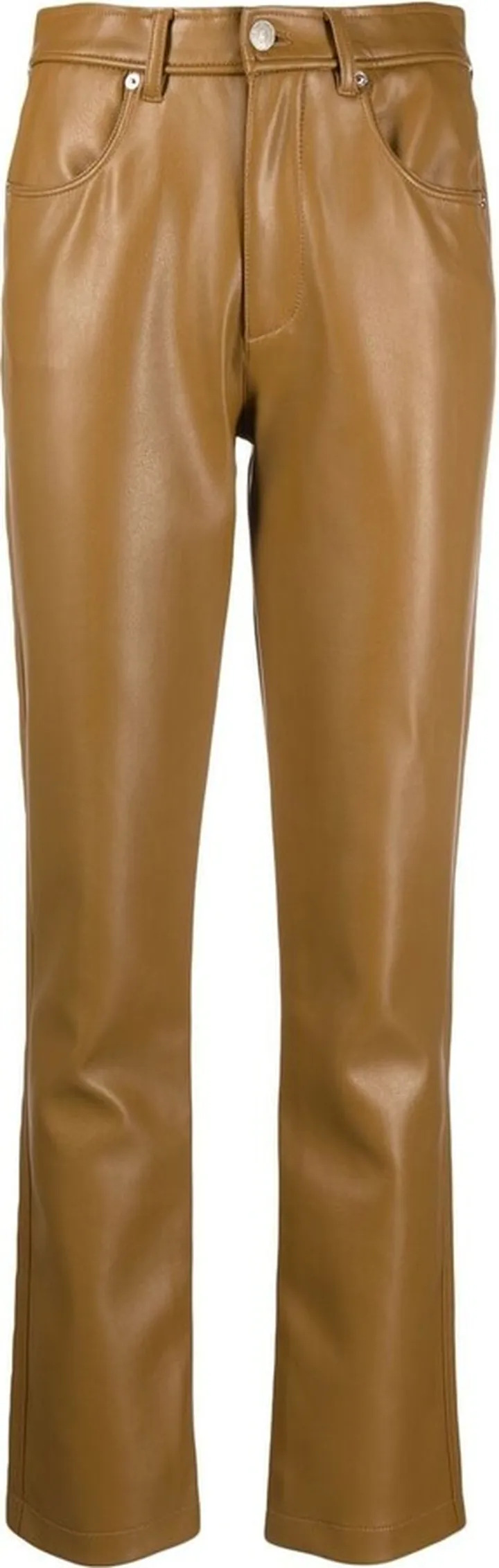 Leather-Effect Straight-Leg Trousers