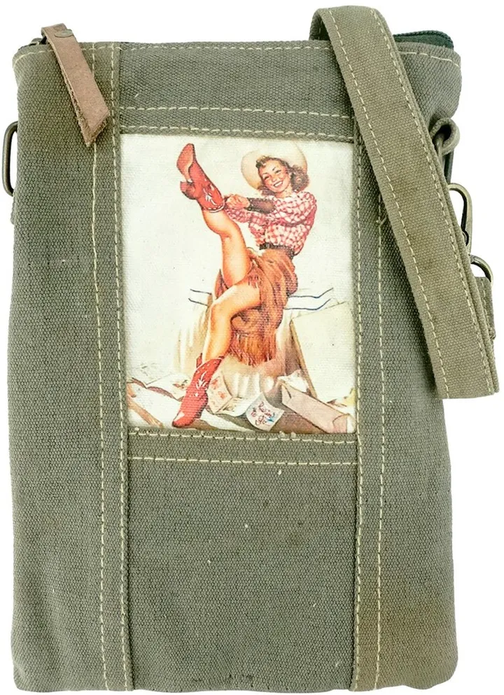 Leather Trimmed Military Tent Crossbody Bag