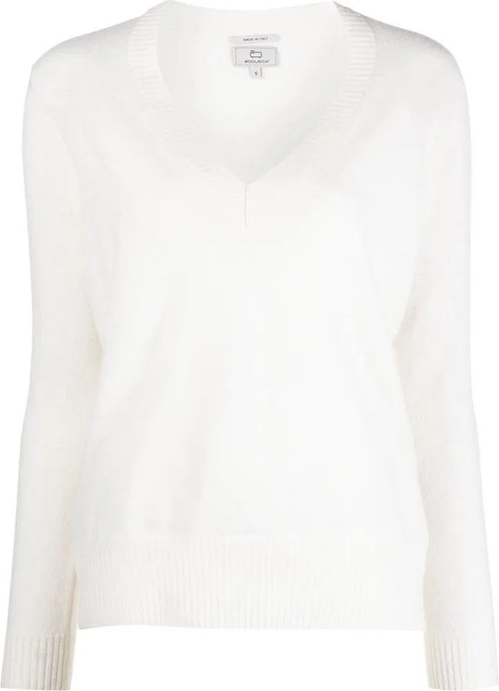 fine-knit V-neck jumper