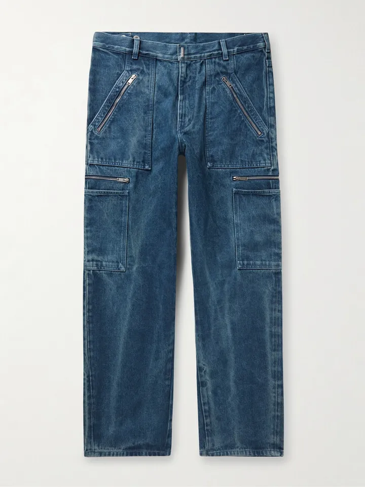 Zip-Detailed Wide-Leg Jeans