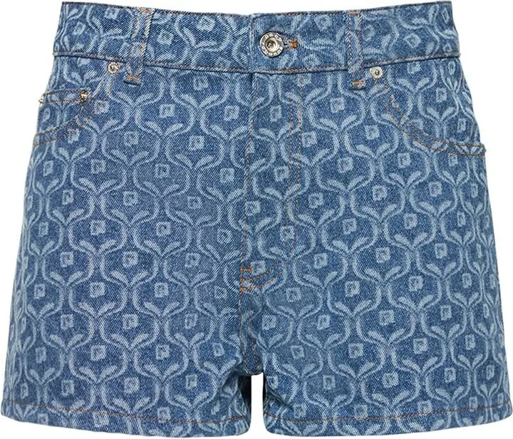 Denim printed mini shorts