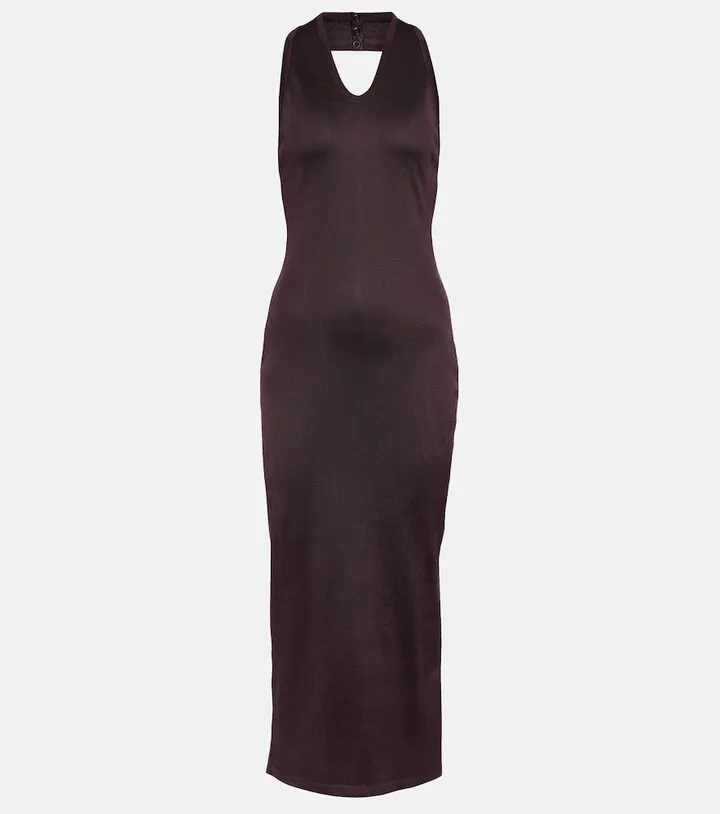 Halterneck knit midi dress