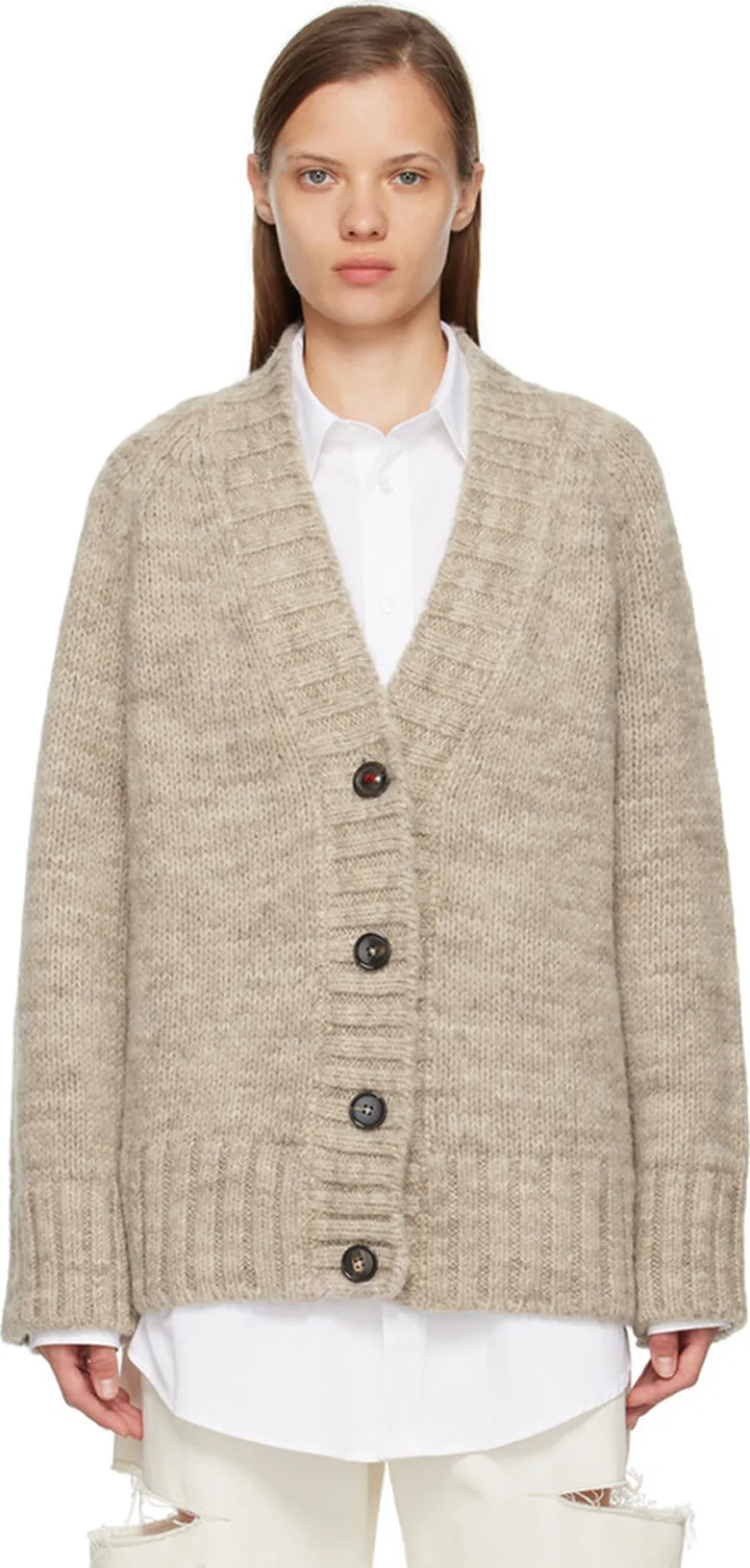 Maison Margiela Beige Y-Neck Cardigan