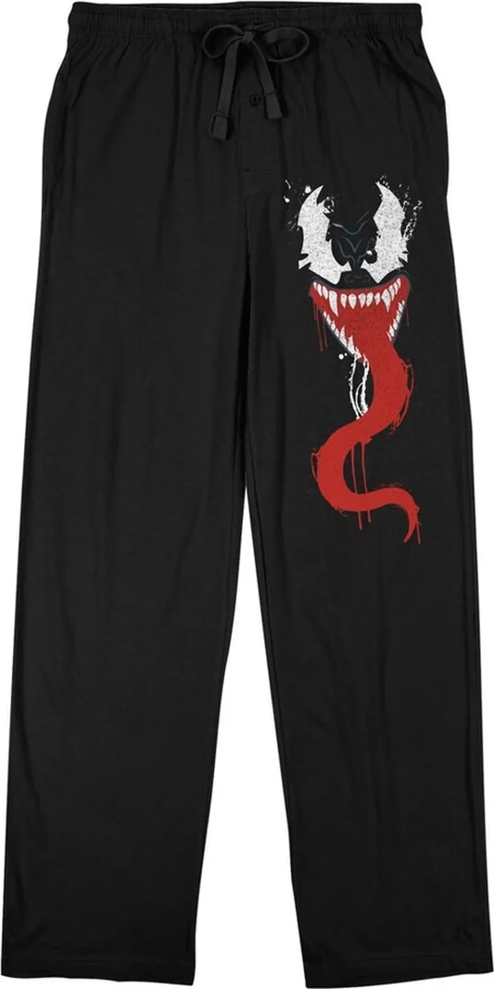 Venom Classic Hero's Face Splatter Art Men’s Black Sleep Pajama Pants-Small